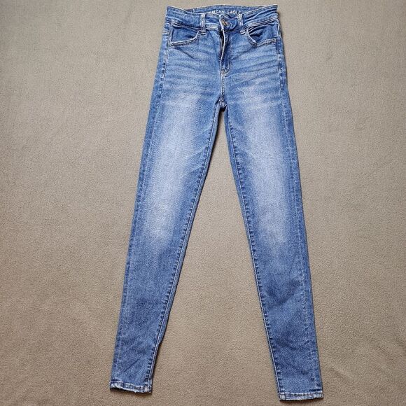 AE jegging jeans American Eagle next level Stretch Size 2 Long Hi-Rise Jegging - Picture 1 of 15
